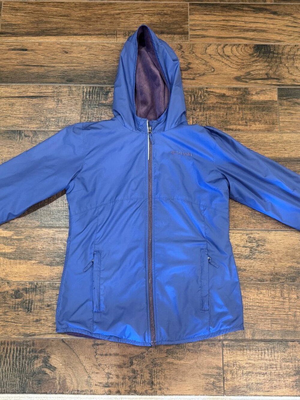 Columbia Women's Blue Hooded Softshell Jacket Full Zip Size XL